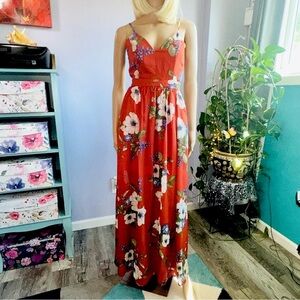 Open back floral maxi dress